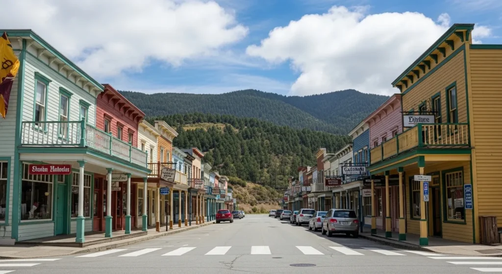 Historic downtown Angels Camp during fair weekend