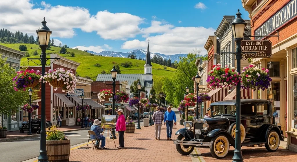 Historic spring streetscape in Calaveras County California