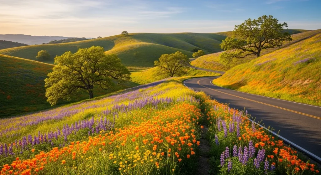 Wildflowers blooming across the foothills of Calaveras County