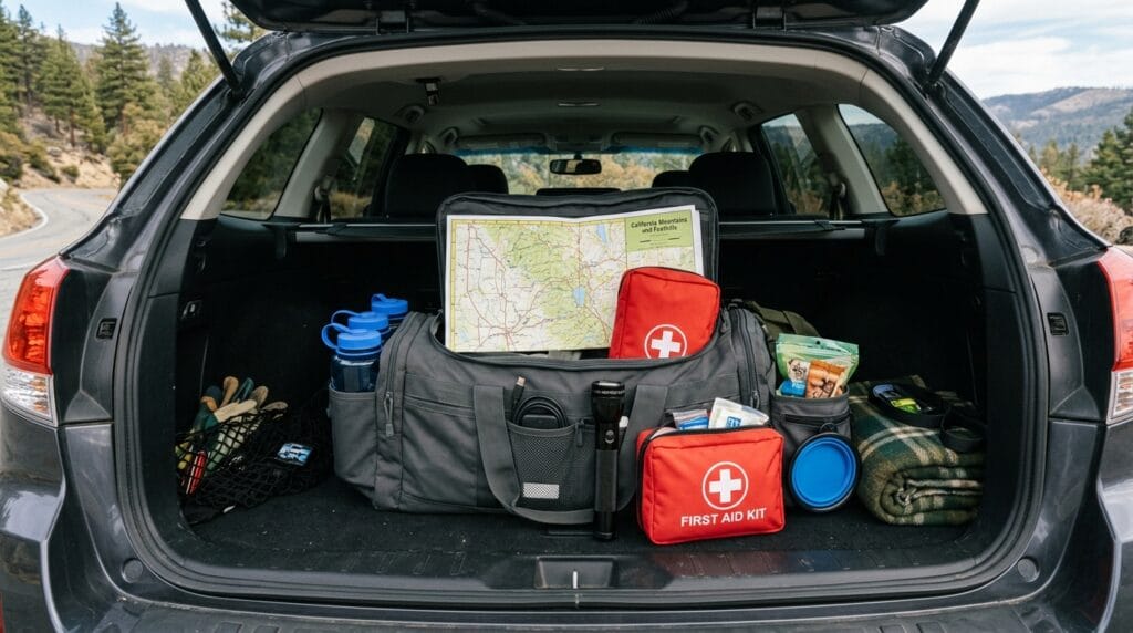 Emergency go bag packed for Calaveras County wildfire travel safety