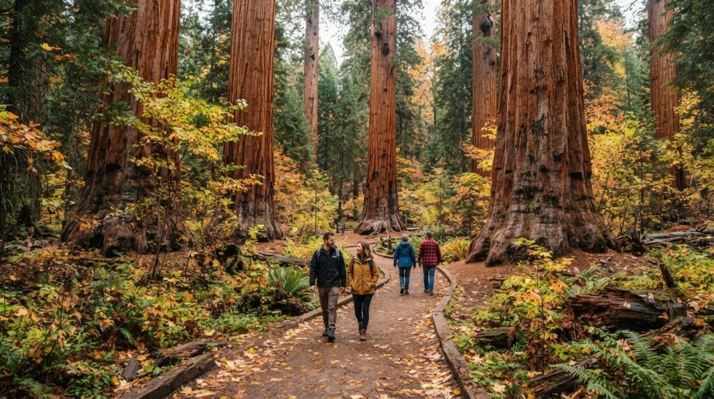 North Grove hiking during a Calaveras Big Trees fall trip